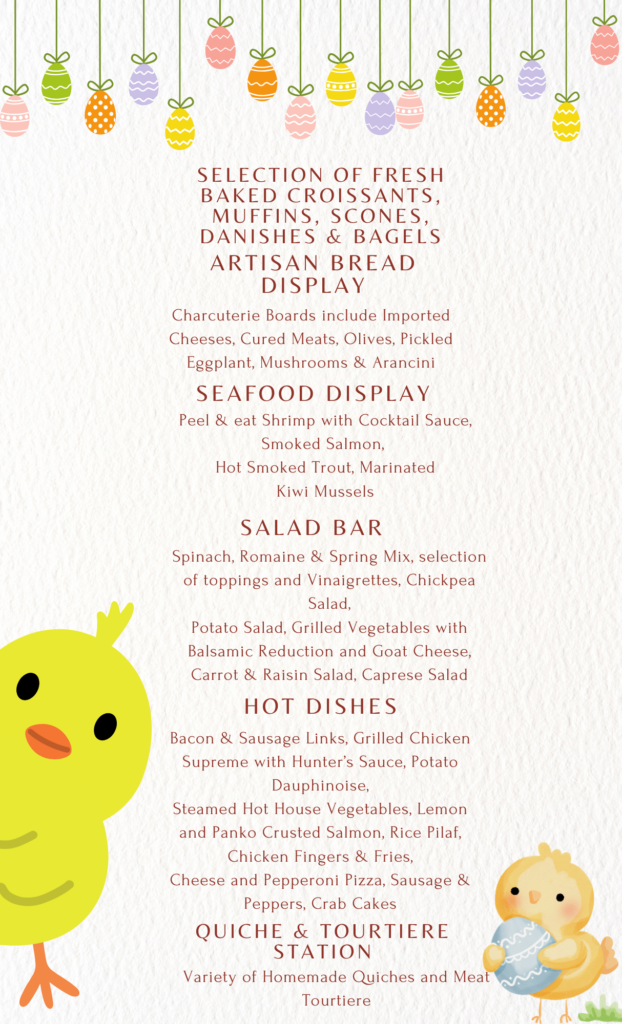 Guild Inn Easter Brunch 2025 menu 2