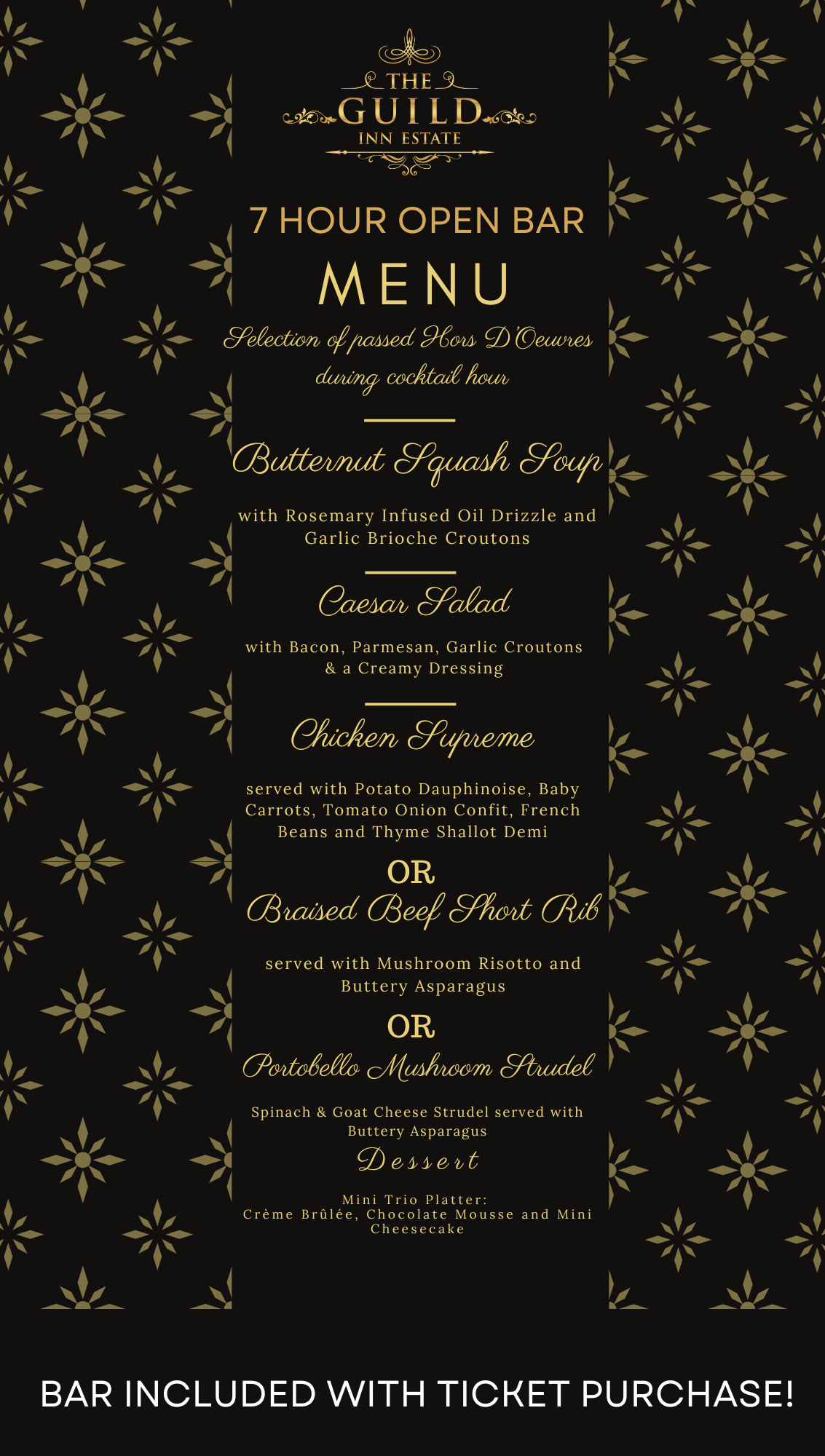 New Year's Eve Dinner & Gala Menu